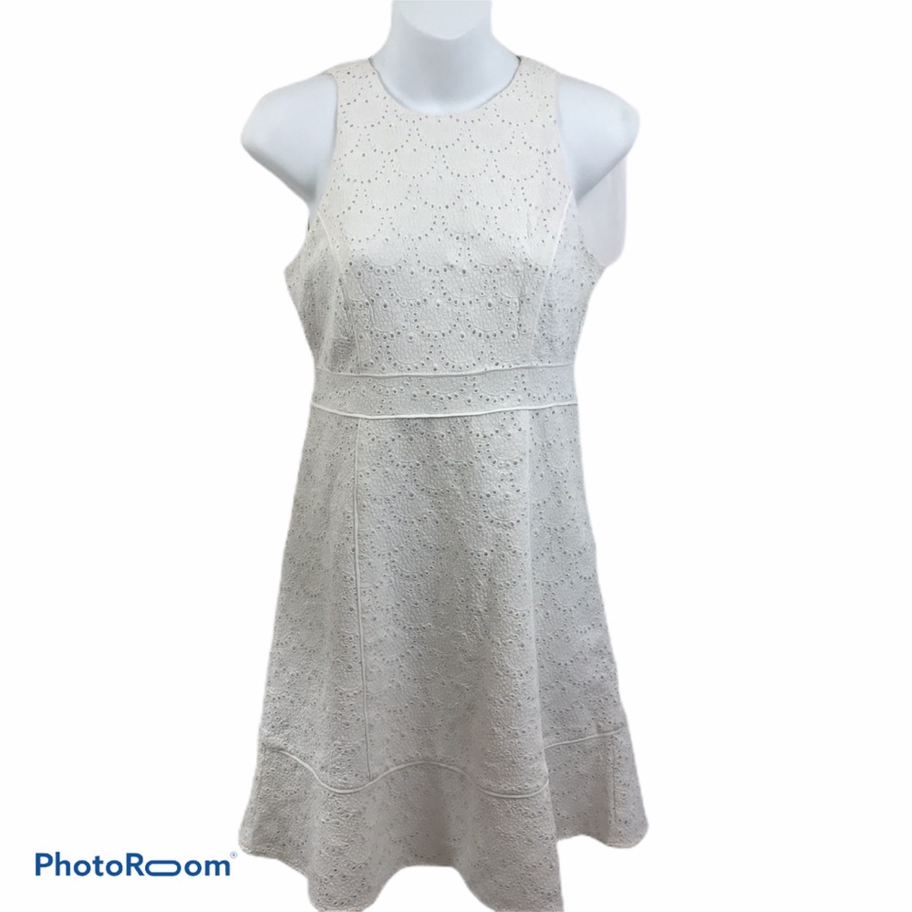 NWT White Eyelet Fit & Flare Dress Size 00P - Picture 3 of 8